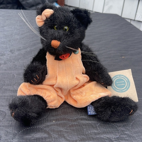 Boyd's Bears Halloween Black Cat - Orange Overalls-Tags Attached - Picture 2 of 8